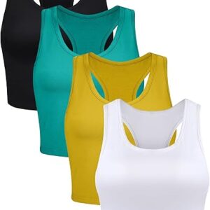 Boao 4 Pieces Basic Crop Tank Tops Sleeveless Racerback Crop Top for Women