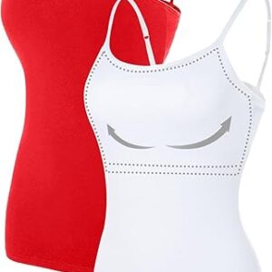 ATTRACO Women's Cotton Camisole Shelf Bra Spaghetti Straps Tank Top