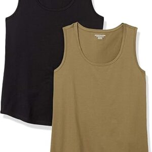 Amazon Essentials Women's Classic-Fit 100% Cotton Sleeveless Tank Top, Pack of 2