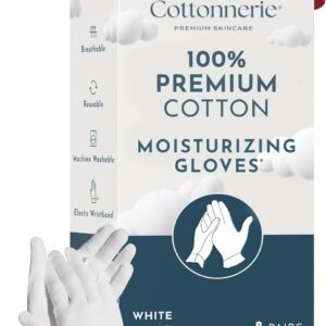 Gaxcoo Cottonnerie Cotton Gloves for Dry Hands Sleeping, Overnight Moisturizing and Sleeping Gloves, Moisture Gloves for Dry Hands Overnight, Hand Care for Eczema, Large, 8 Pairs
